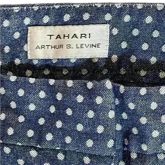 Tahari Blue Polka Dot Ankle/Crop Pants Size 10 - Picture 3 of 6